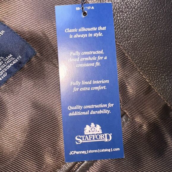 Stafford Blazer Jacket Size XL Brown Leather Lined Single Breasted 3-Button NWT - Picture 16 of 16
